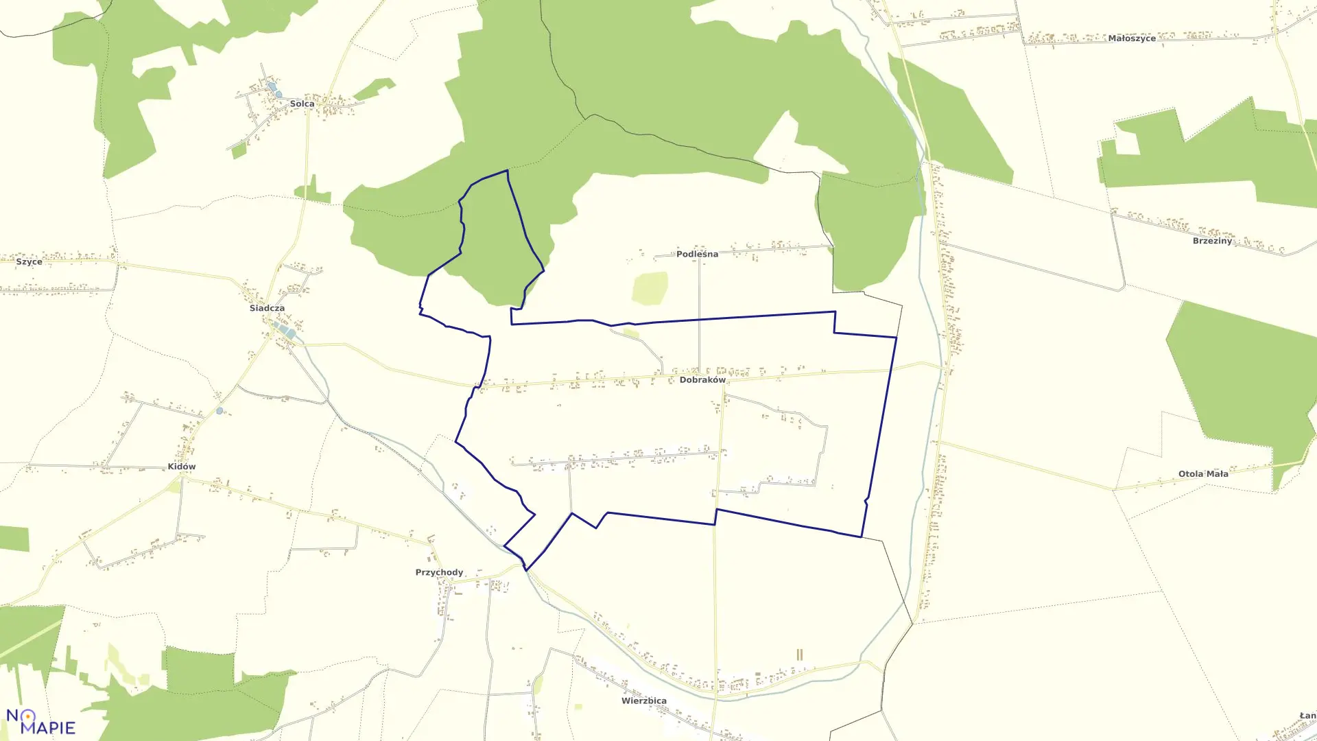 Mapa obrębu DOBRAKÓW w gminie Pilica