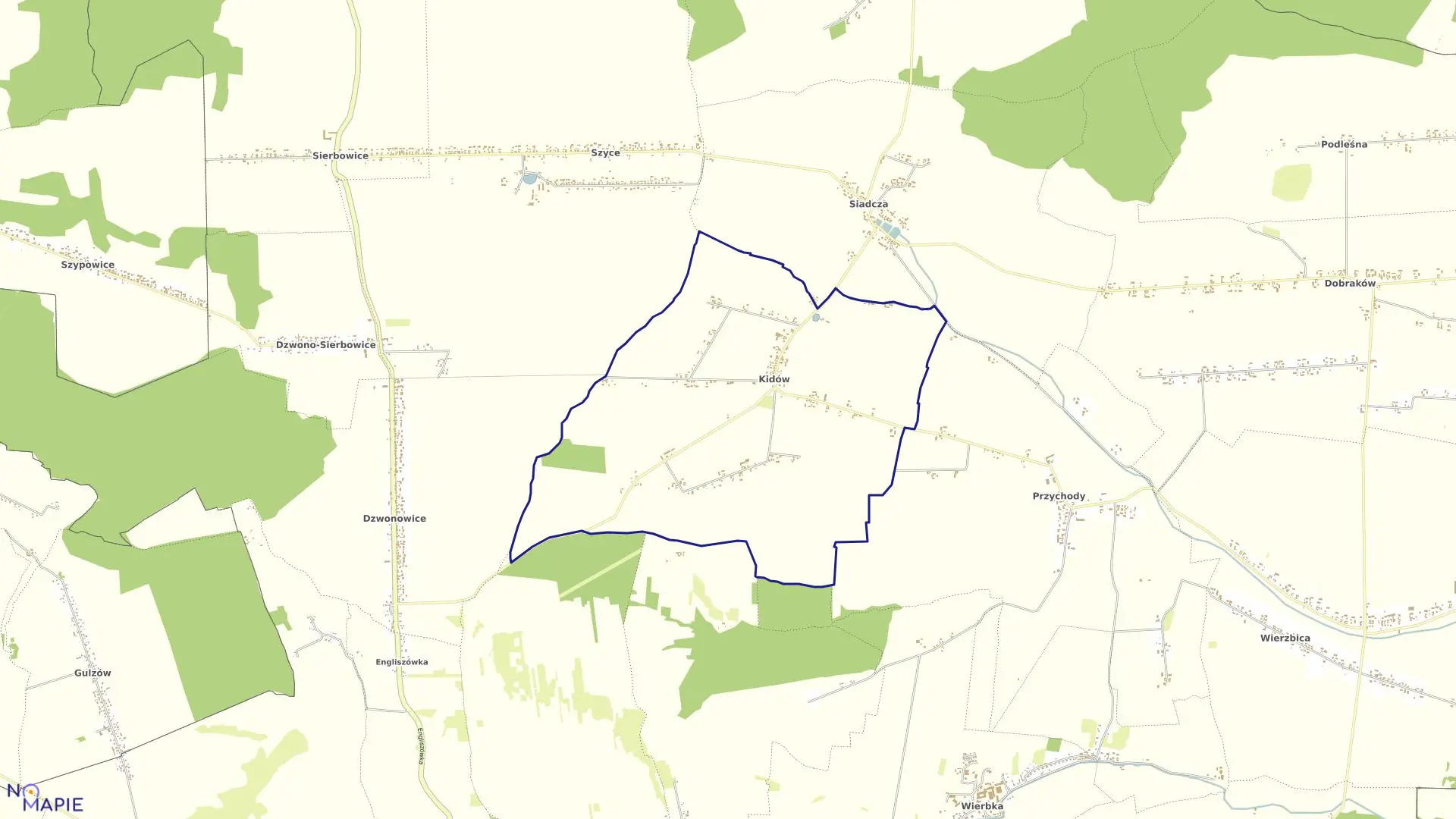 Mapa obrębu KIDÓW w gminie Pilica