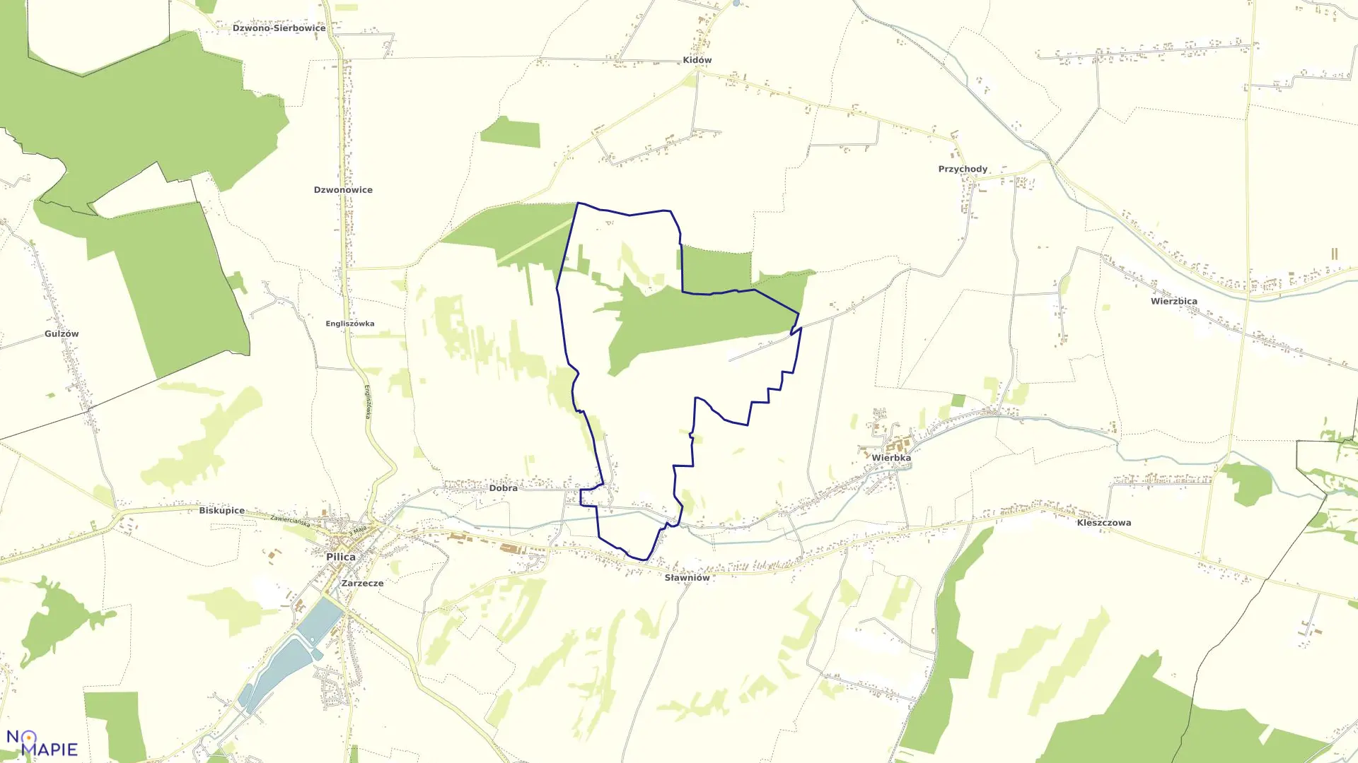 Mapa obrębu KOLONIA DOBRA w gminie Pilica