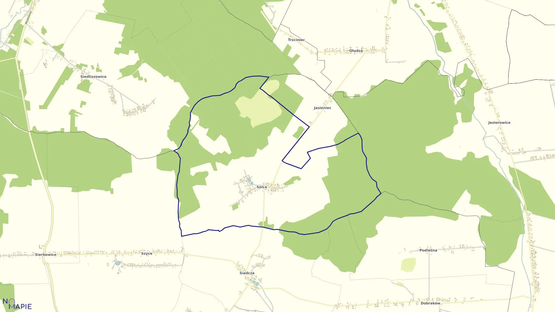 Mapa obrębu SOLCA w gminie Pilica